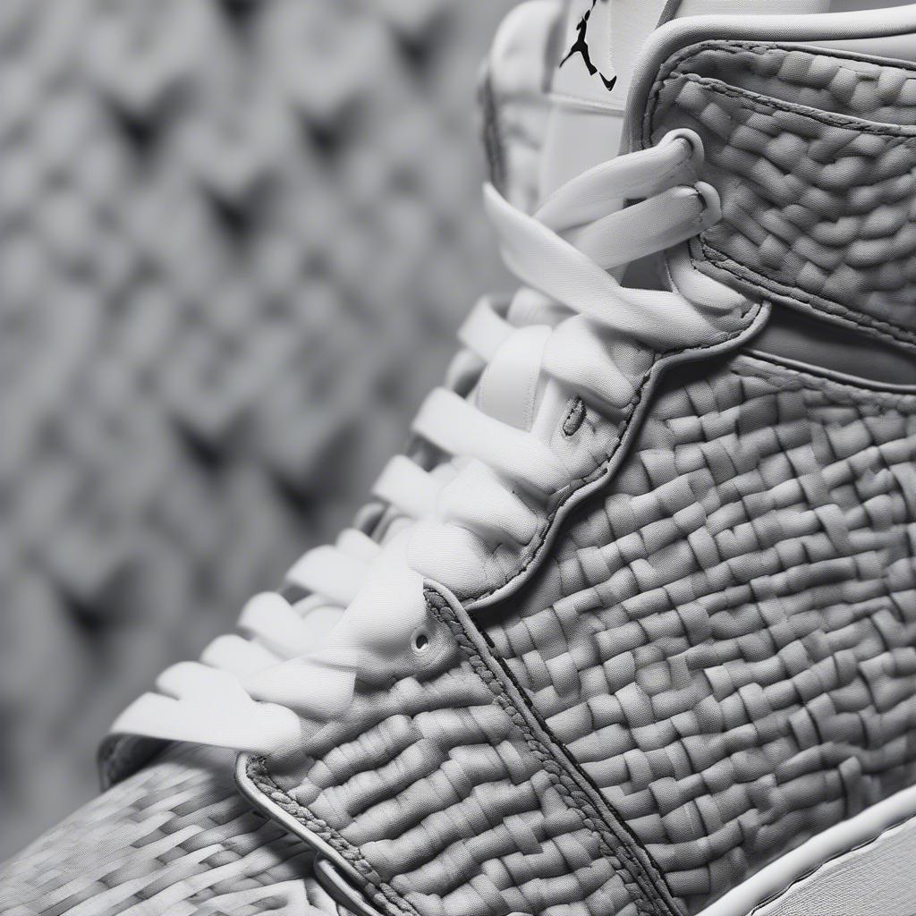 Close-up of the basket weave pattern on the Air Jordan 1 Mid