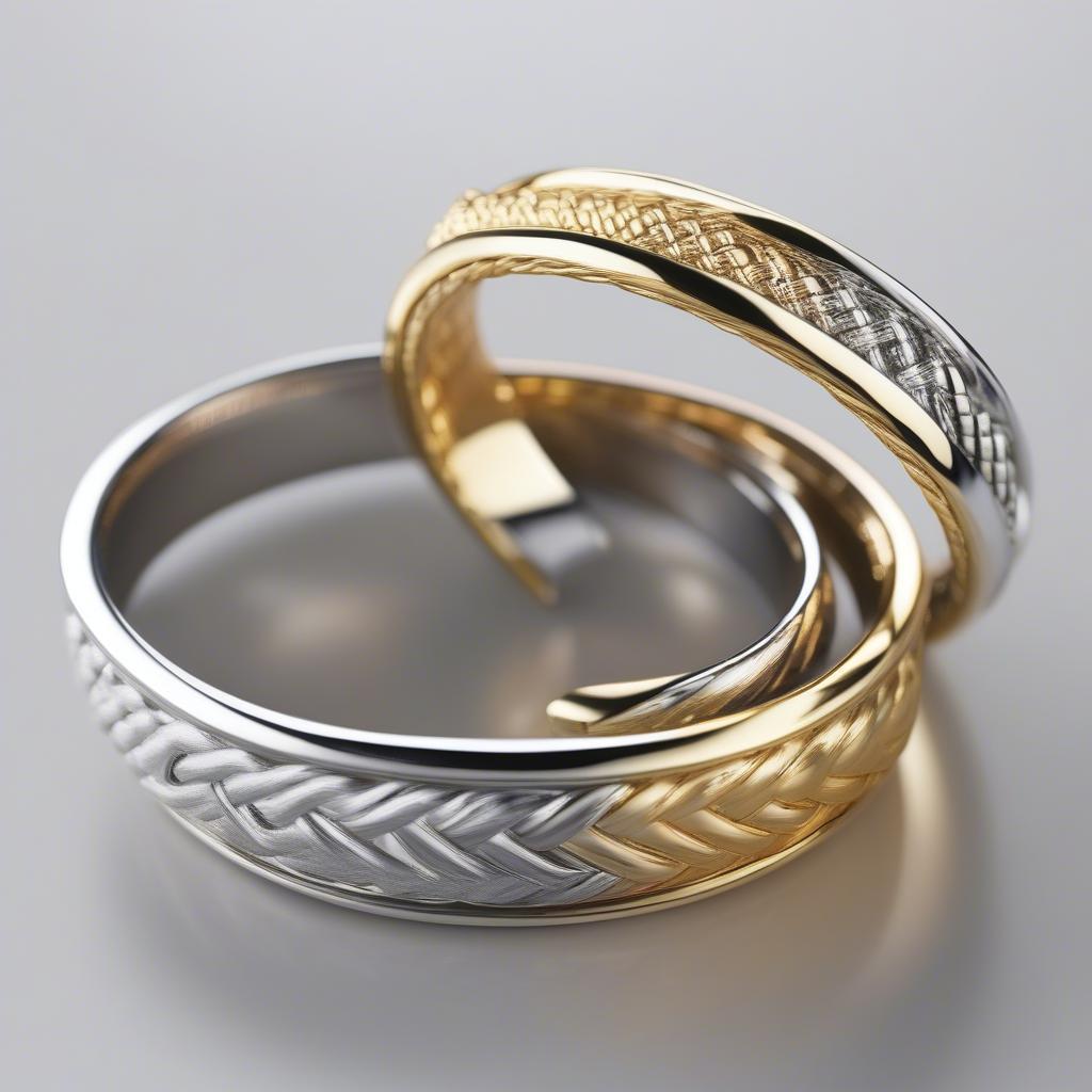 Alisa basket weave rings in various metals: silver, gold, and platinum