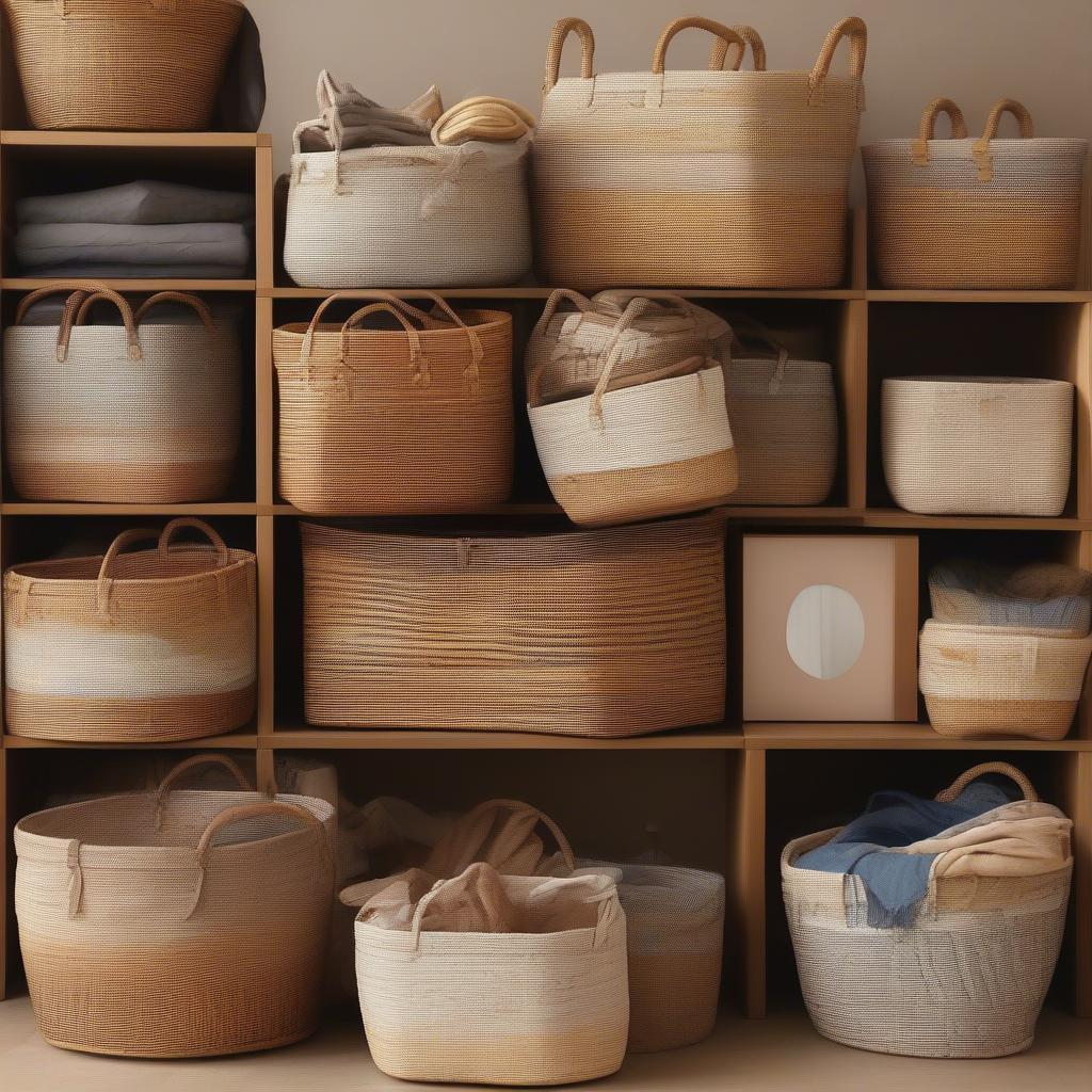 Different Sizes of Amazon Lined Weave Baskets