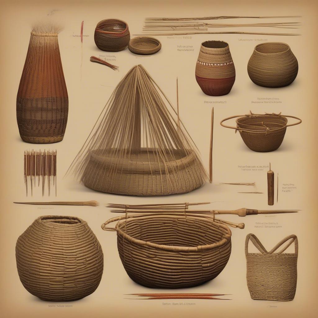 A historical depiction of Native American basket weaving