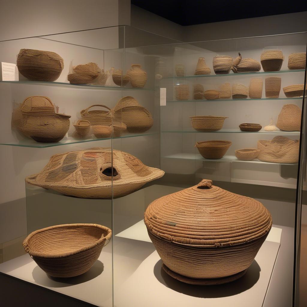 Ancient Mexican Baskets on Display in a Museum