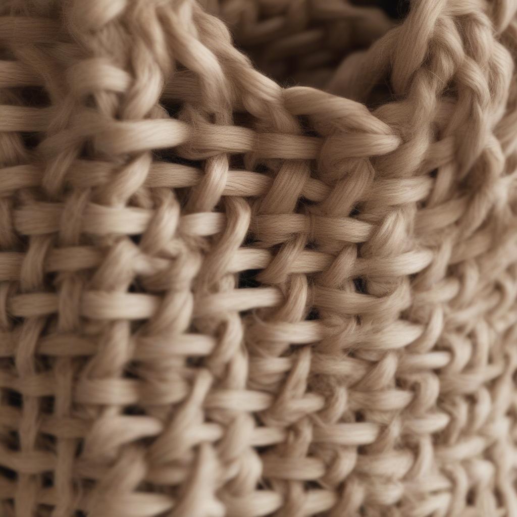 A close-up of an And Other Stories woven bag showcasing the intricate details of the natural fibers and weaving techniques.