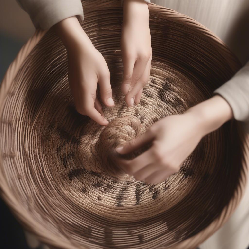 Anime Character Engaged in Basket Weaving