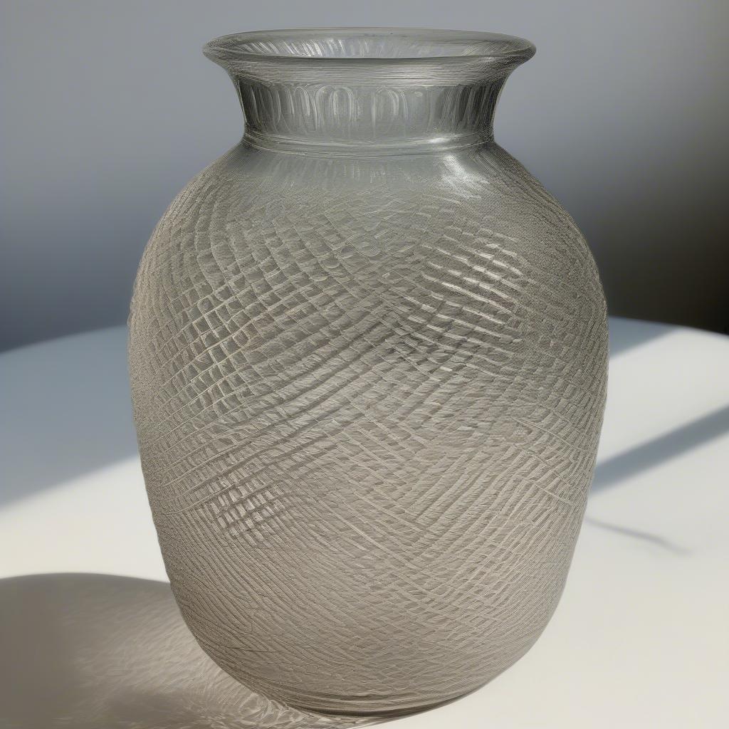 Antique Basket Weave Glass Vase