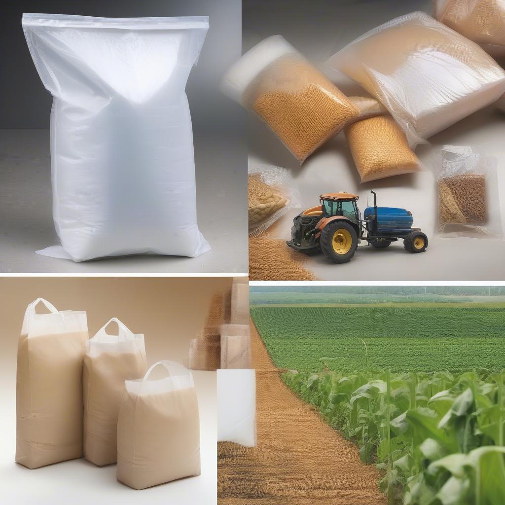 Various applications of gusseted woven polypropylene bags.