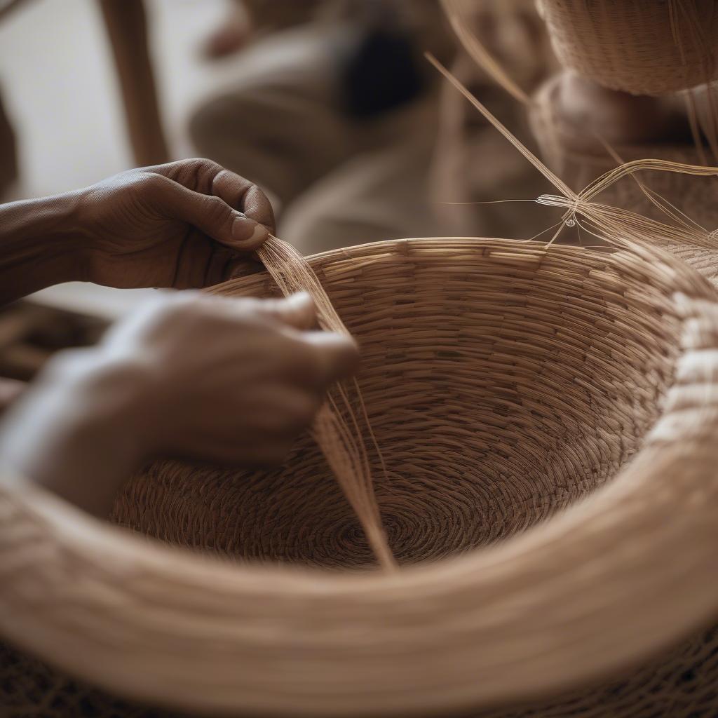 Artisan Demonstrating Traditional Basket Weaving Techniques