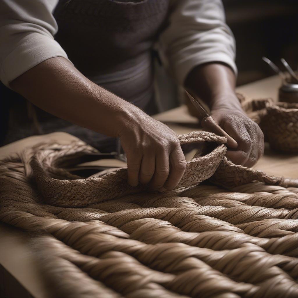 Artisan Crafting a Basket Weave Belt