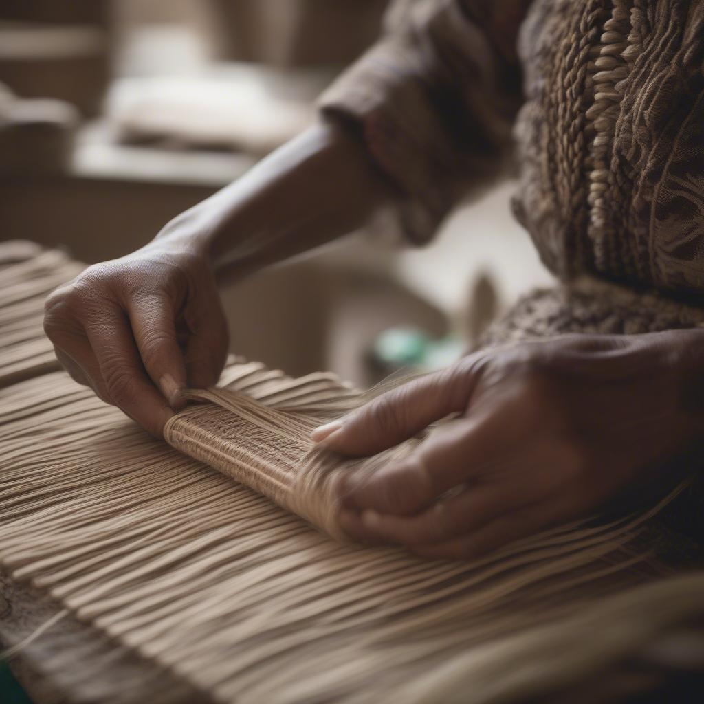 Artisan Weaving a Clutch