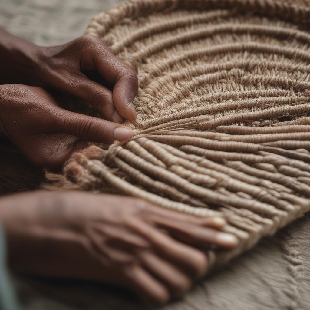 Artisan Weaving a Crescent Bag