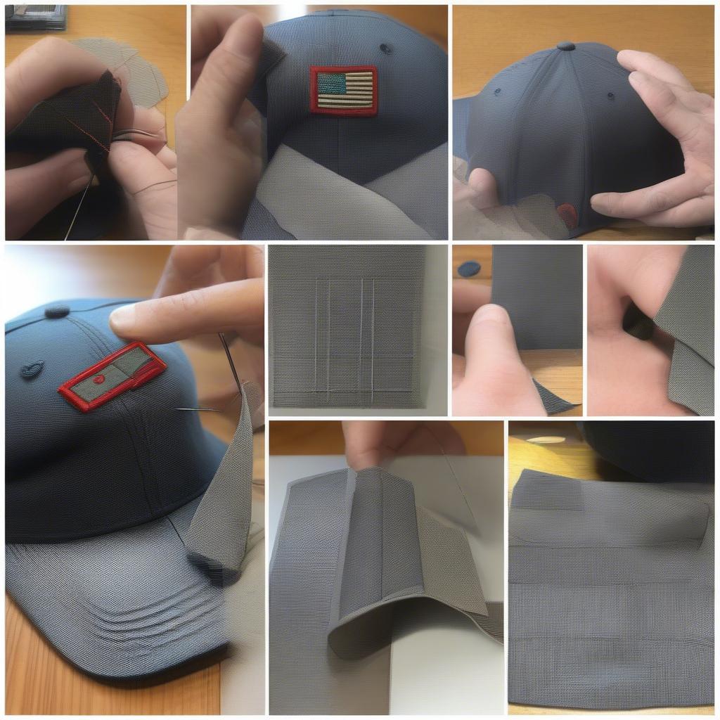 Step-by-step guide on how to attach a ballistic weave patch to a hat using different methods