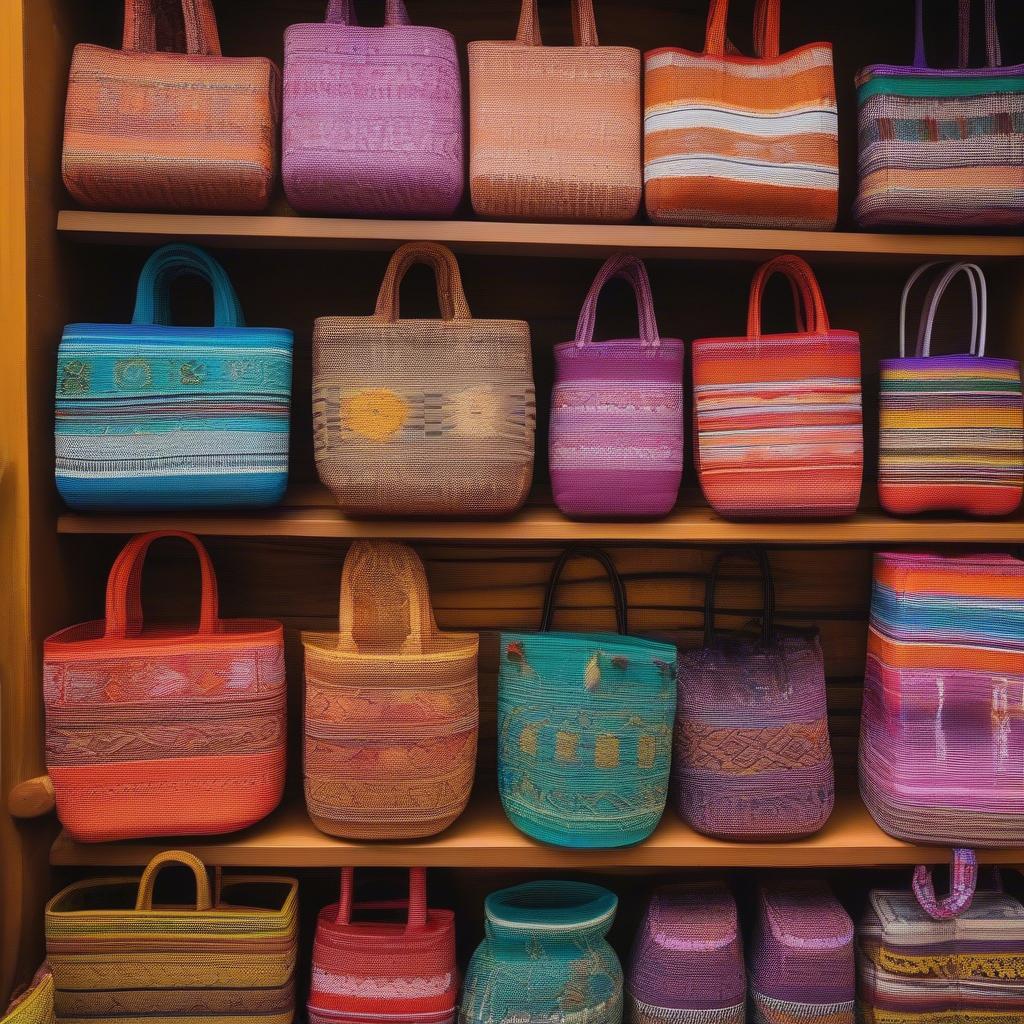 Authentic Mexican Woven Bags in Artisan Shop