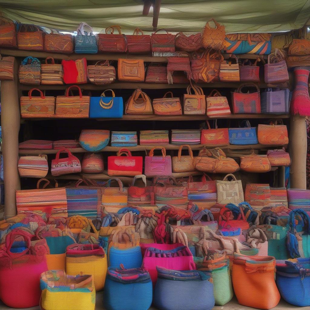 Authentic Woven Bags at a Market in Papua New Guinea