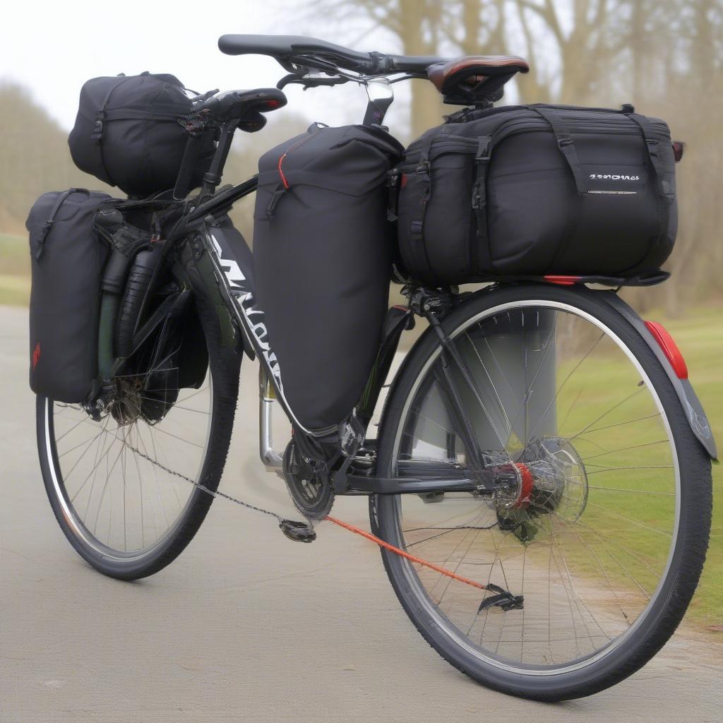 Axiom Pannier Twin P25 Loaded on Bike