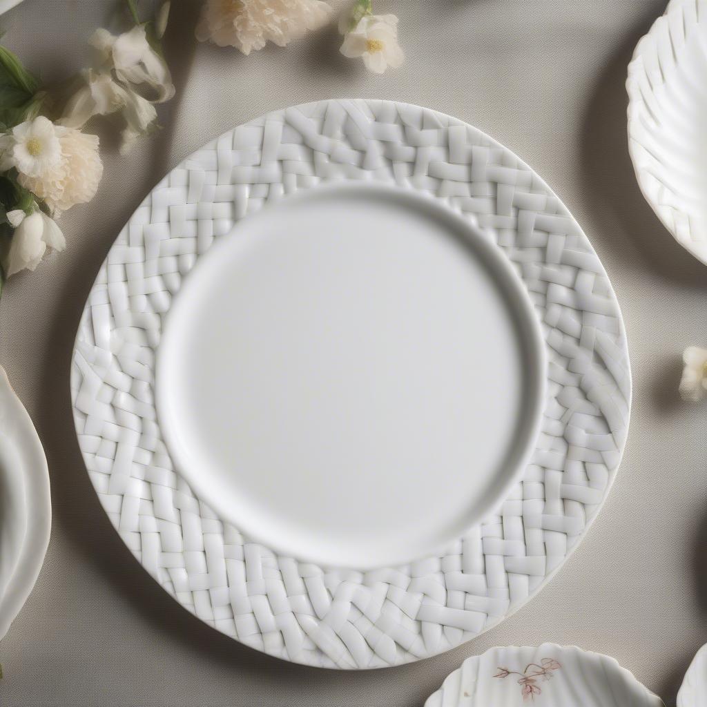 Close-Up of Aynsley Bone China Basket Weave Plate