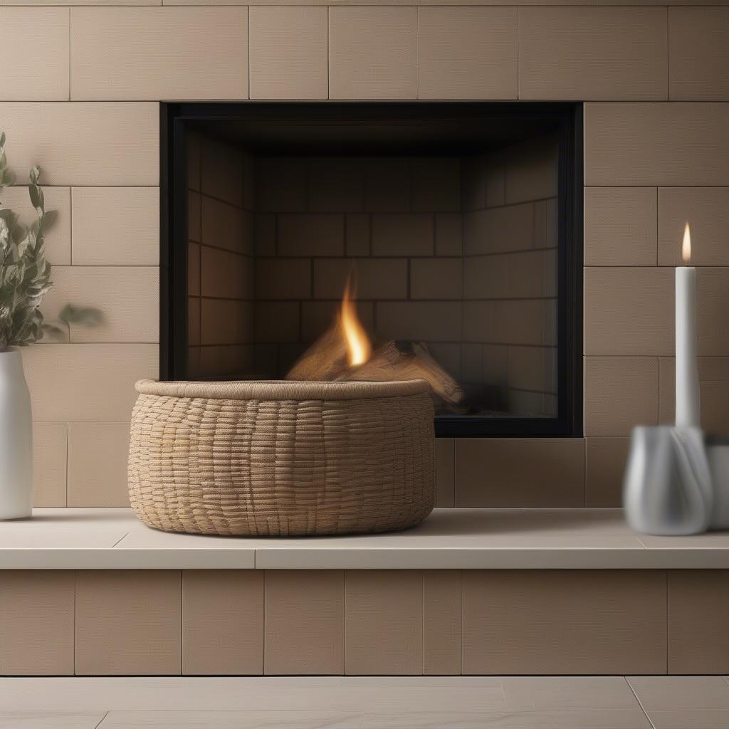 Azra Basket Weave Tile Fireplace Surround