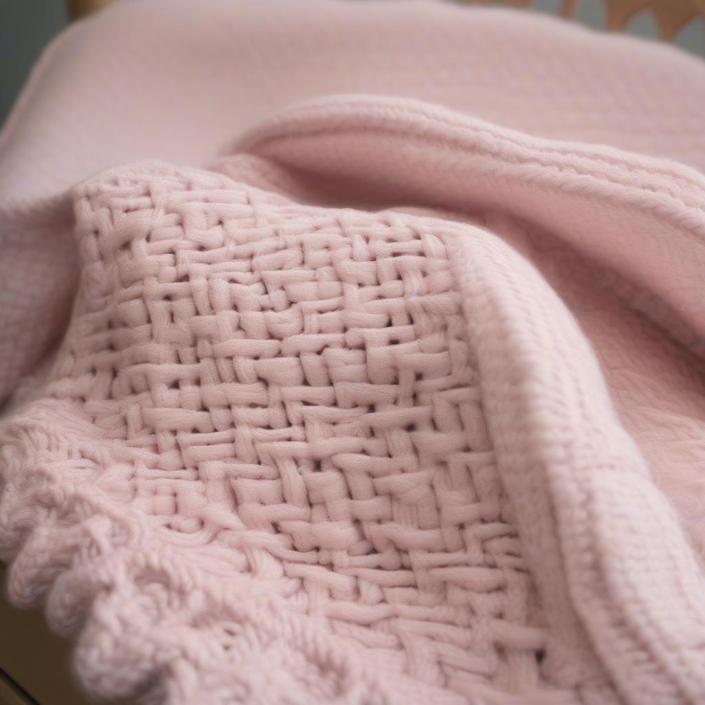 Adorable Baby Basket Weave Knit Blanket