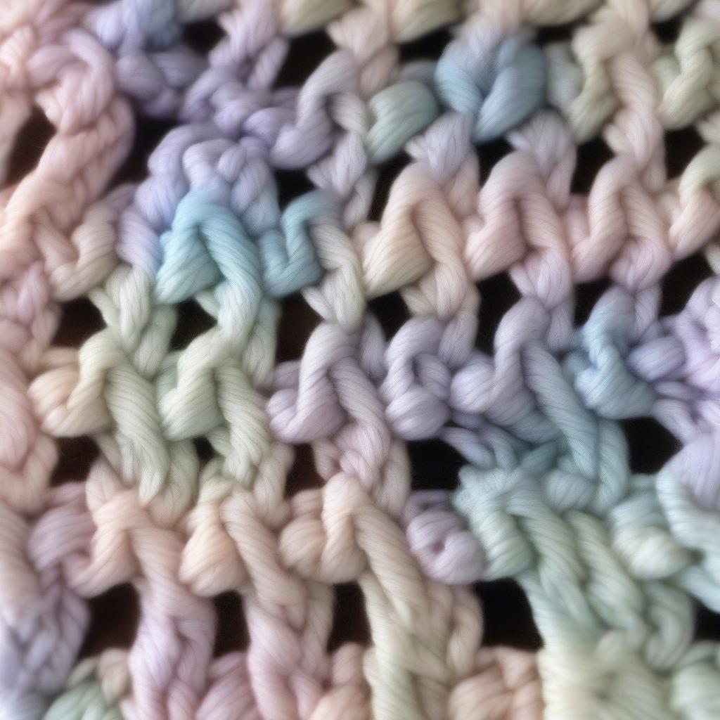 Close-up of the basket weave stitch on a baby blanket