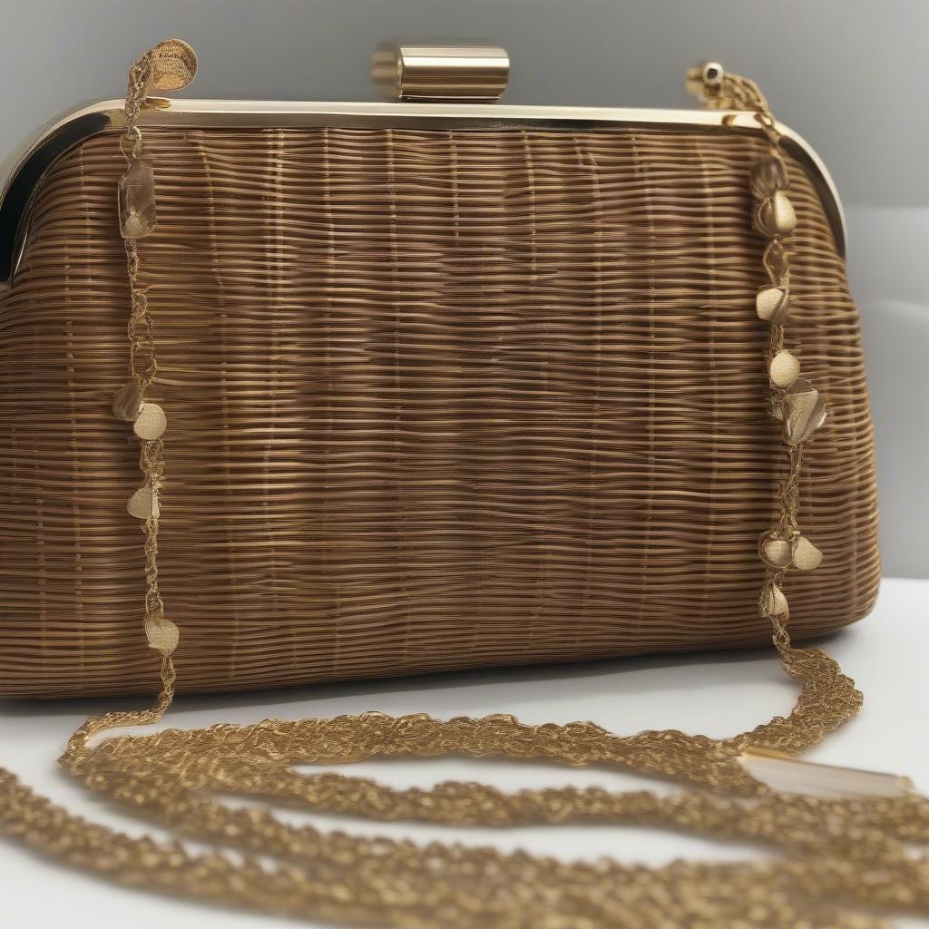 Badgley Mischka Rattan Clutch with Gold Hardware