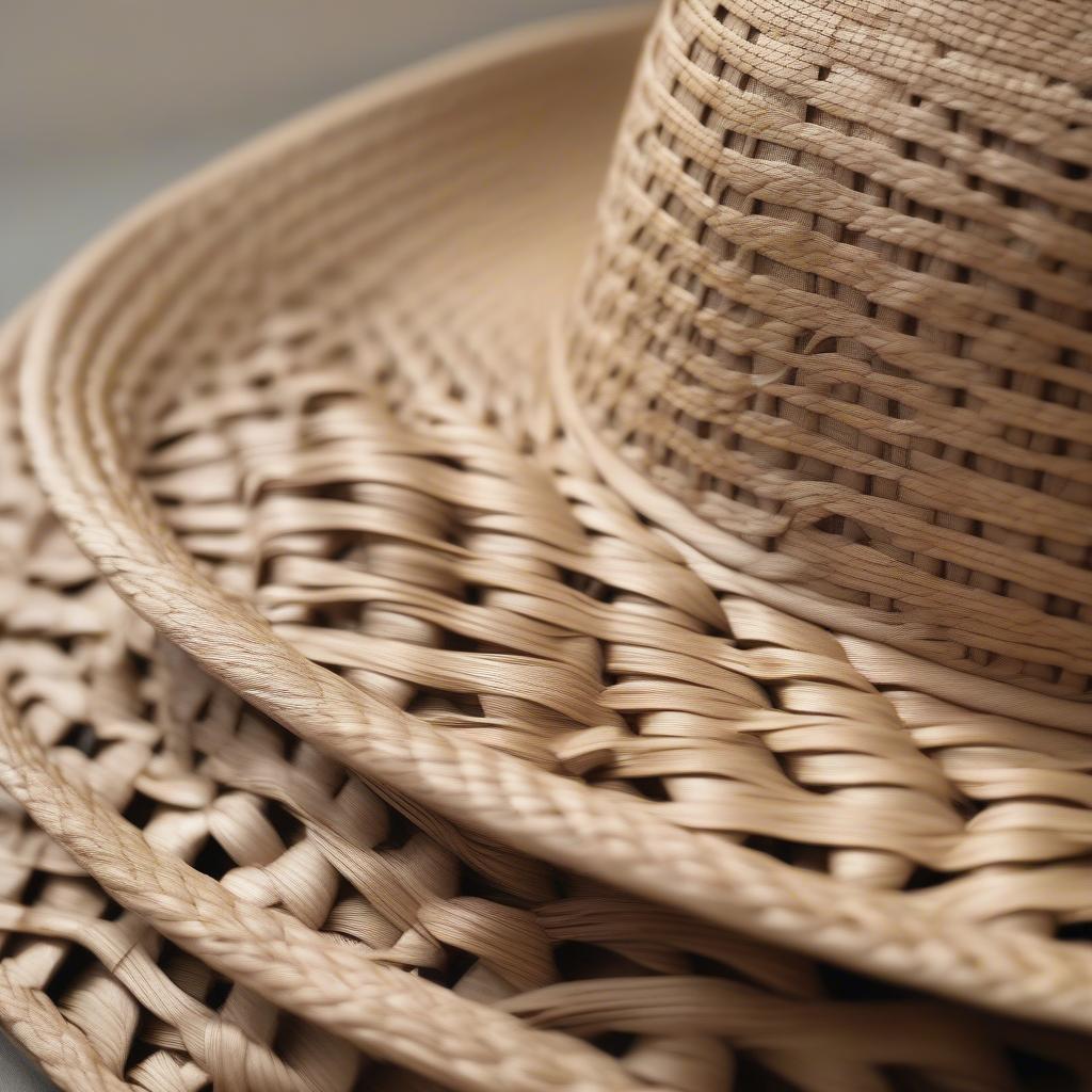 Close-up view of the brisa weave on a Bailey Panama hat