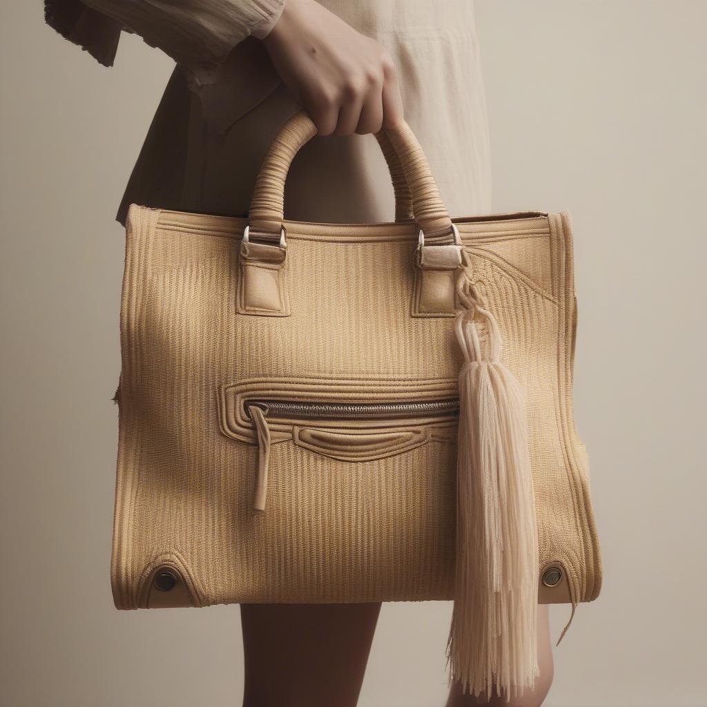 Balenciaga City Bag Crafted from Woven Raffia