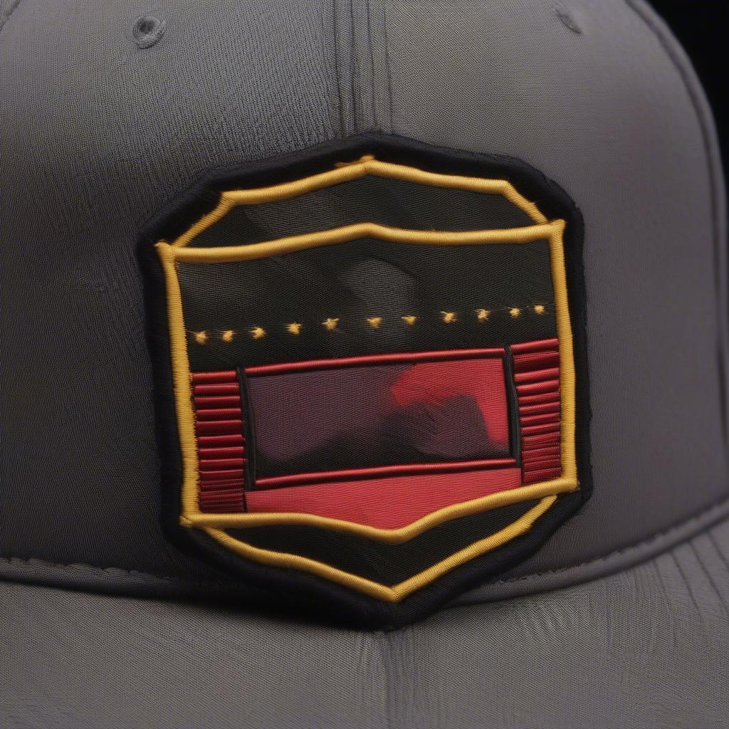 Close-up view of a ballistic weave hat patch showcasing its tight and durable construction