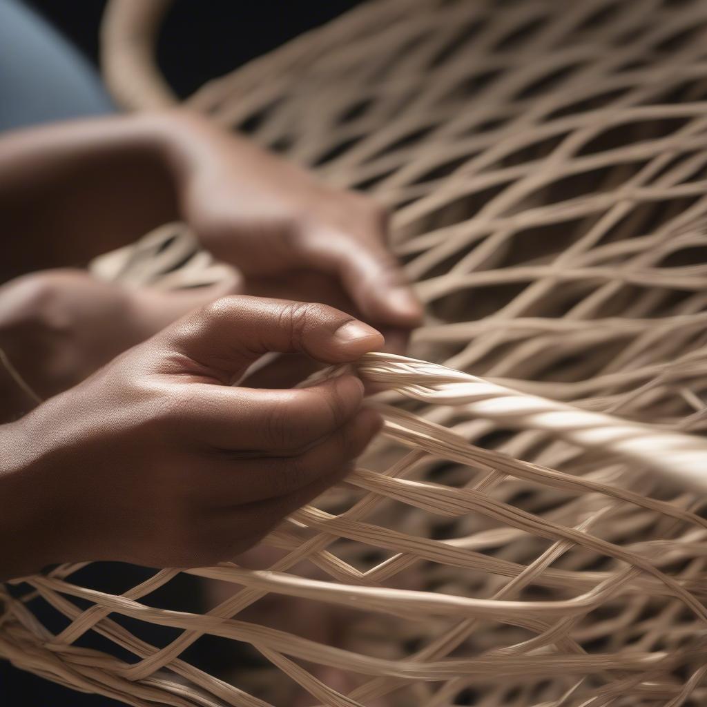 Close-up of the basic basket weave technique