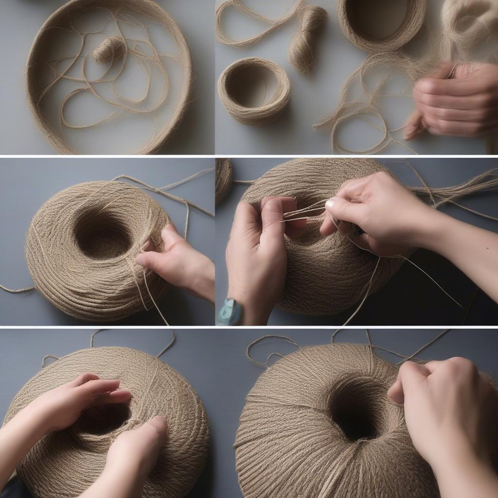 Demonstrating Basic Jute Twine Weaving Techniques like Coiling and Wrapping