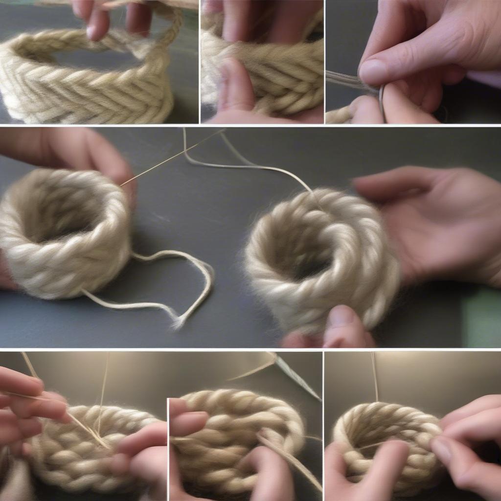 Coiling, Twining, and Plaiting Techniques in Wool Basket Weaving