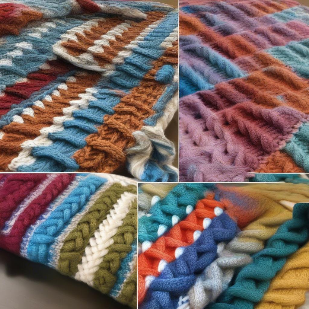 Examples of different basket weave afghan variations