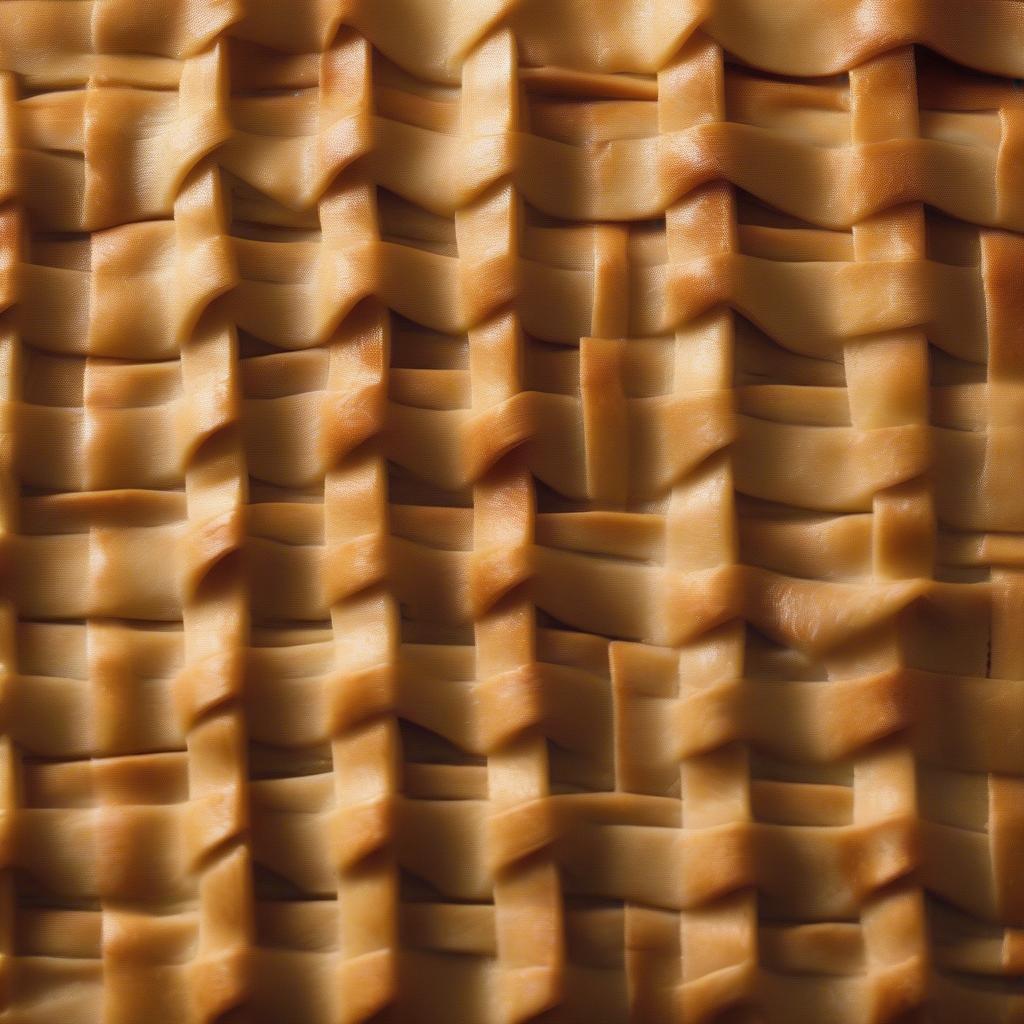 Basket weave apple pie crust, showcasing the intricate woven pattern.