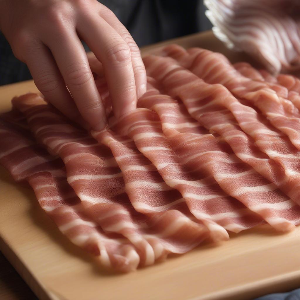 Preparing the Basket Weave Bacon for a Turkey