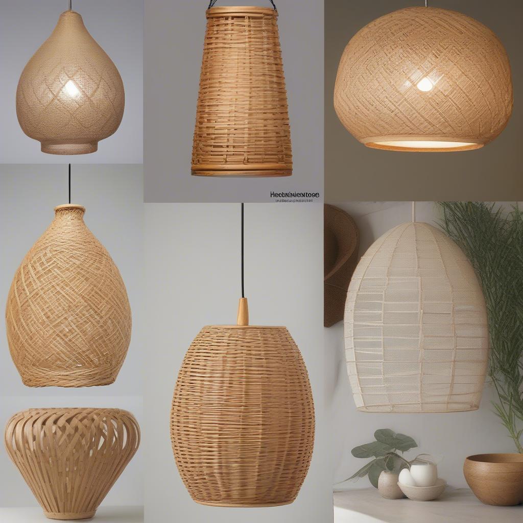 Different Styles of Basket Weave Bamboo Pendant Shades