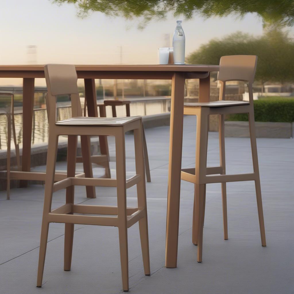 Basket weave bar stool 5212 on an outdoor patio