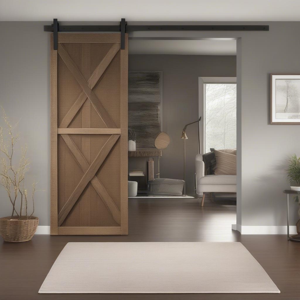 Basket weave barn door with sliding hardware