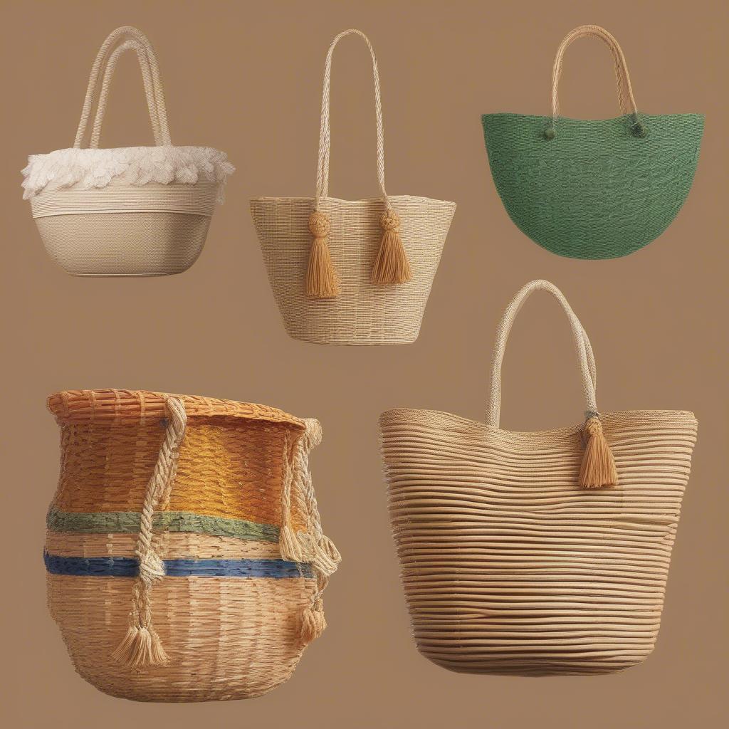 Various Styles of Basket Weave Beach Bags