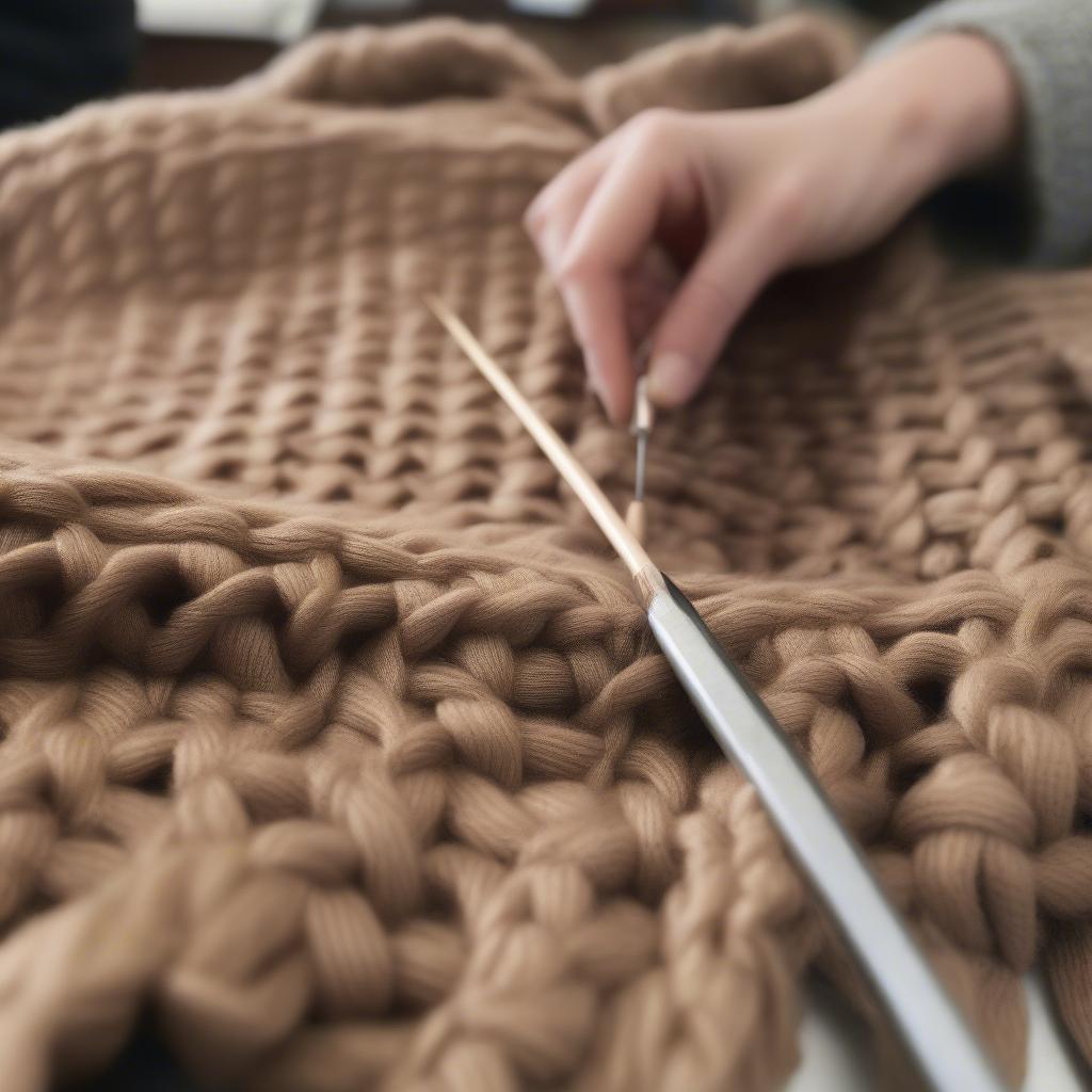 Knitting a Basket Weave Blanket - Work in Progress