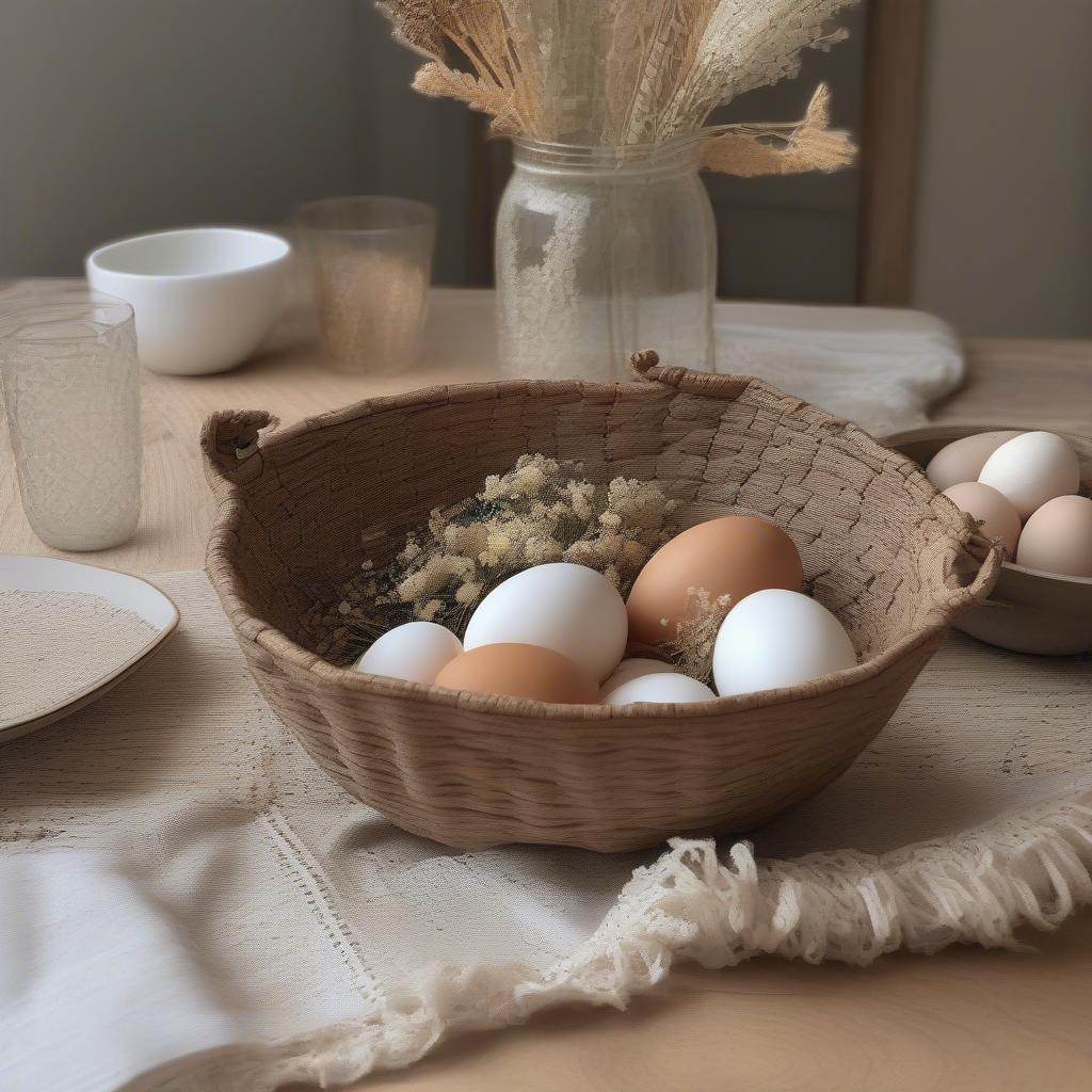 Basket Weave Bowls with Chicks in Different Decor Styles