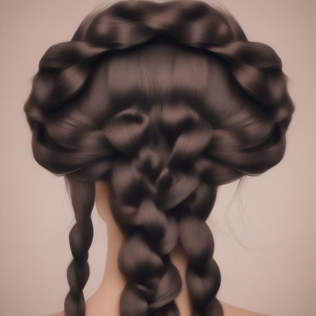 A woman with long, flowing hair styled in a beautiful basket weave braid.