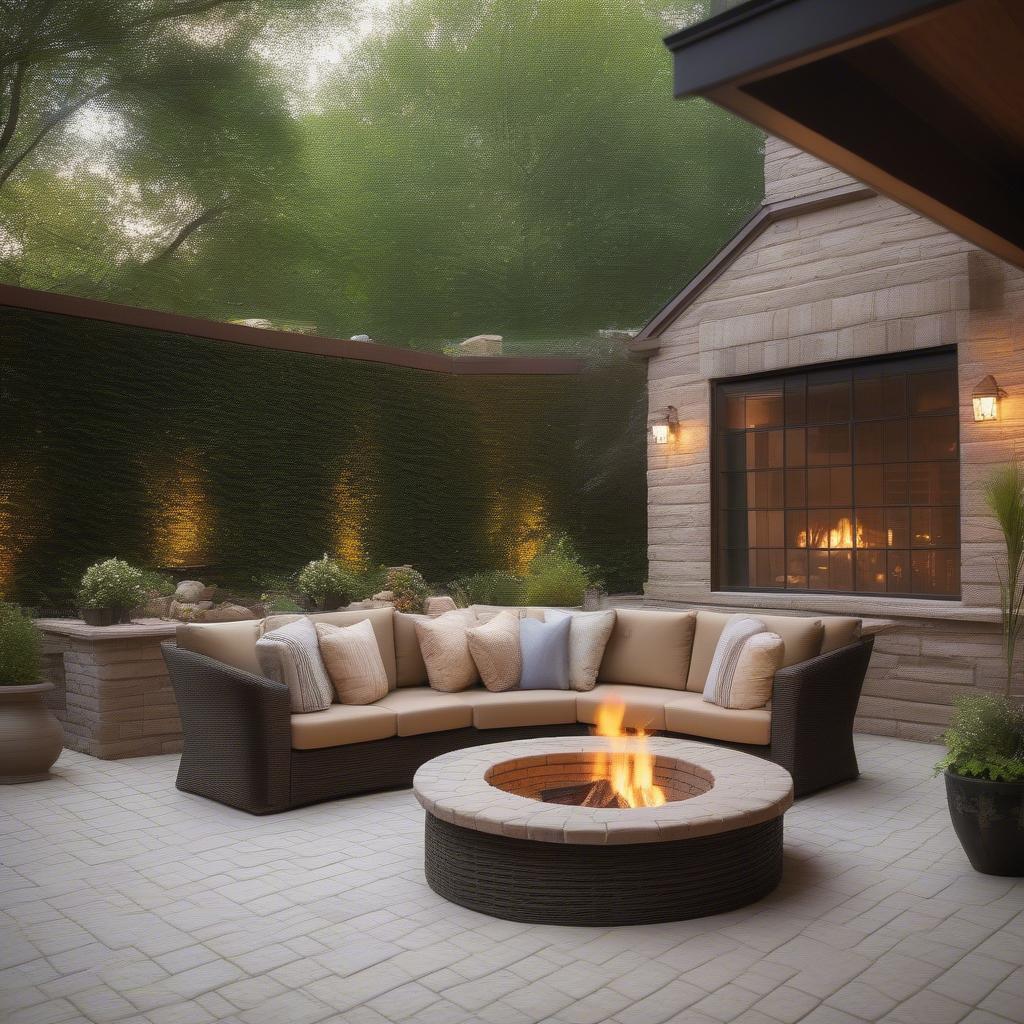 Outdoor Patio with Basket Weave Brick Pattern