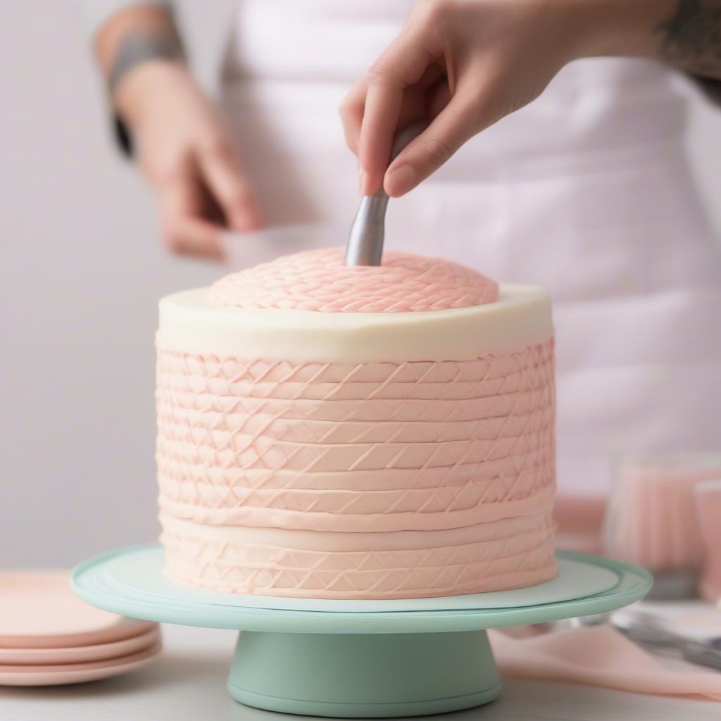 Basket Weave Cake Decorating with Buttercream