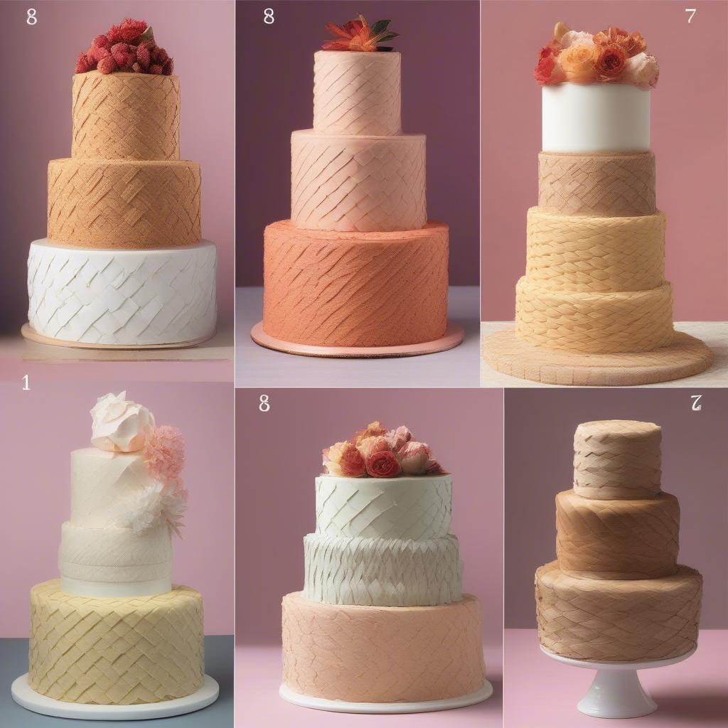 Basket Weave Cake Examples Using Different Tip Sizes