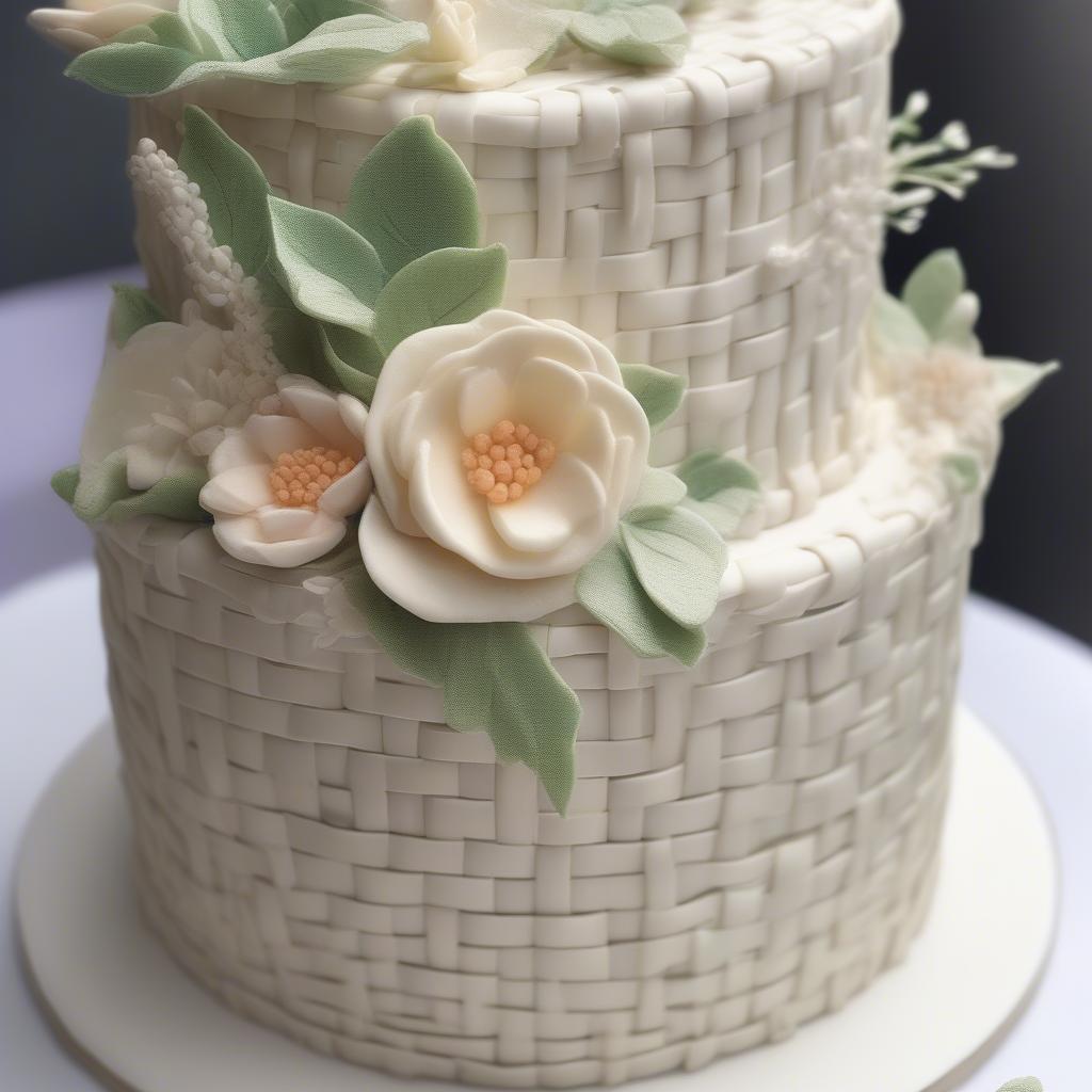 Basket Weave Cake with Floral Embellishments