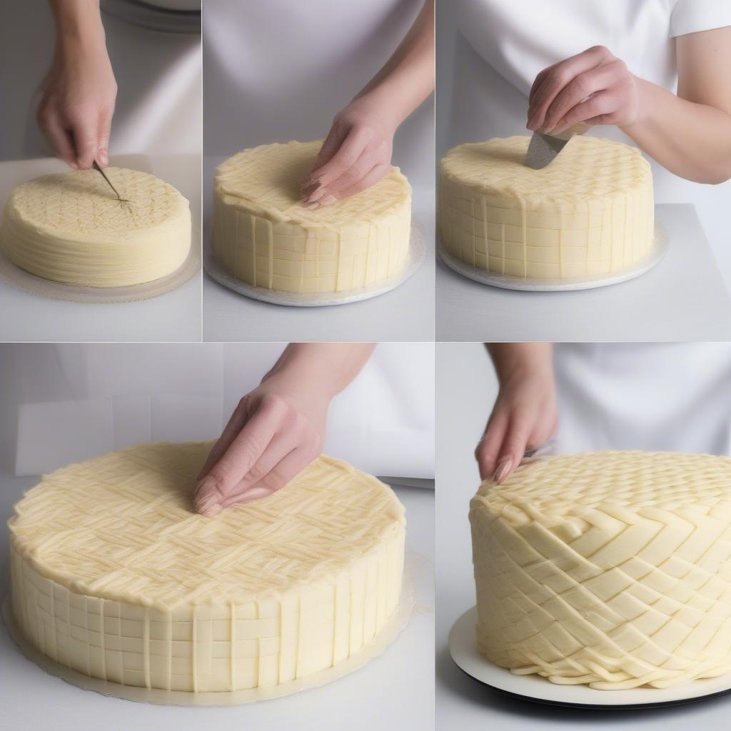 Piping a Basket Weave Pattern on a Cake