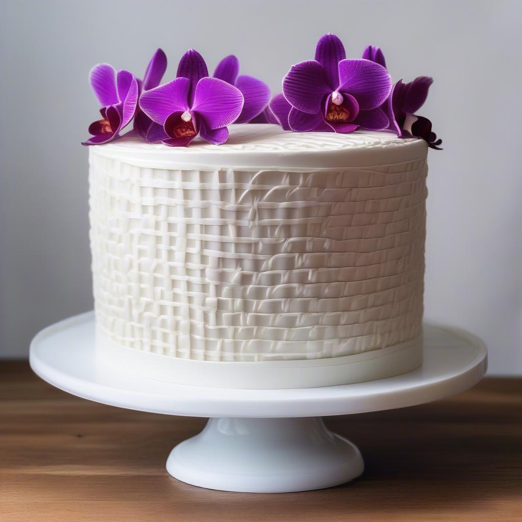 Basket Weave Cake with Orchids