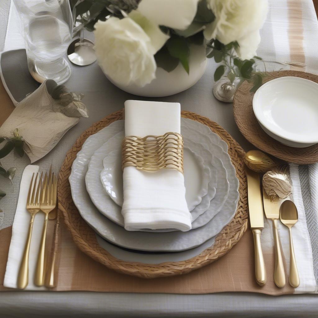 Table Setting with Basket Weave Chargers