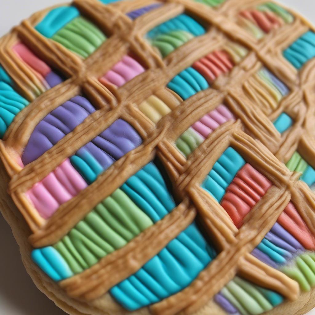 Detailed Close-up of a Basket Weave Decorated Cookie