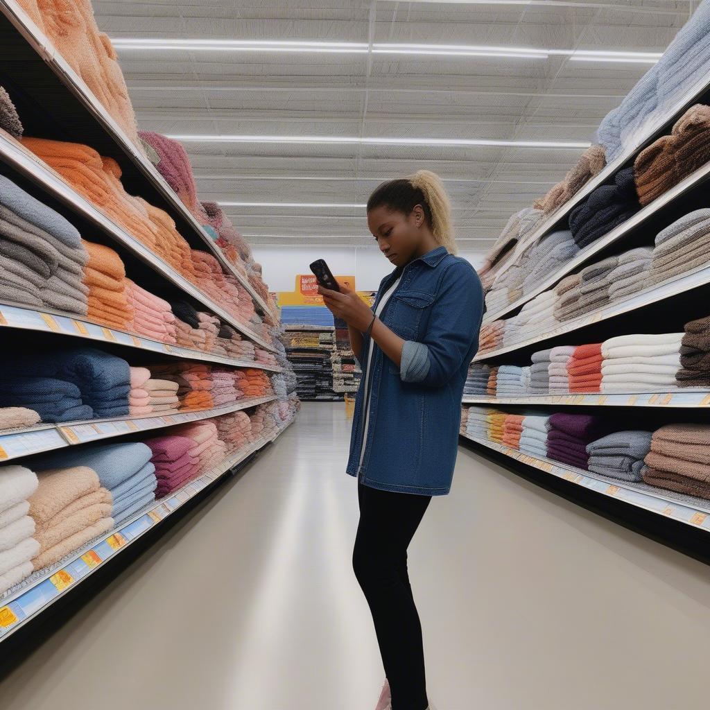 Searching for a Basket Weave Cotton Blanket in a Walmart Aisle