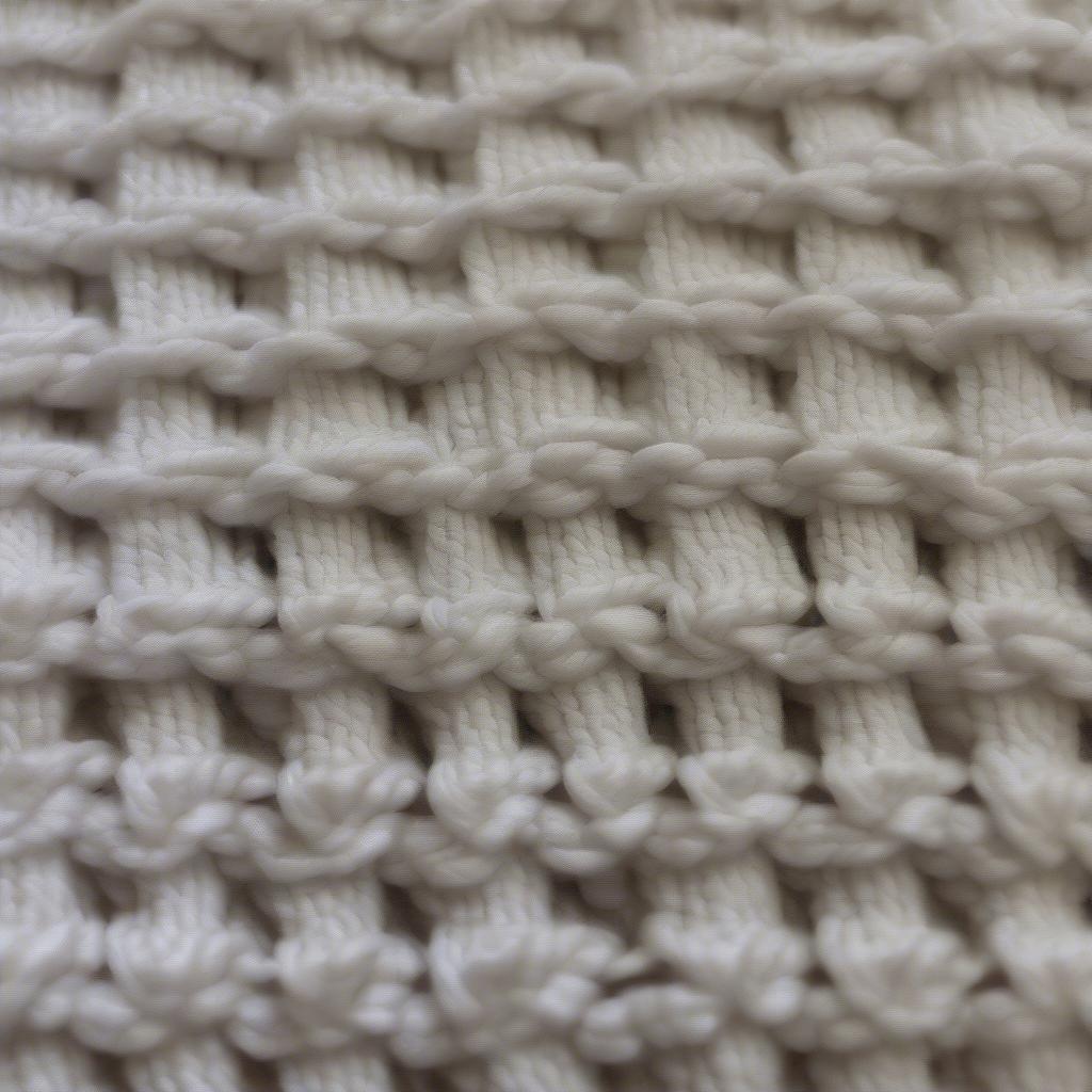 Example of a finished basket weave crochet project worked in the round