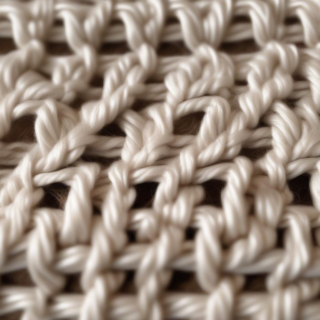 Close-up view of the basket weave crochet stitch, showcasing its textured and intricate pattern.