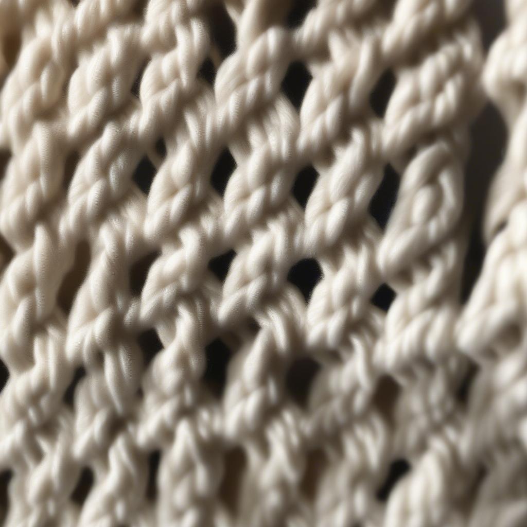 Close-up view of the basket weave crochet stitch, showcasing its intricate texture and woven appearance.